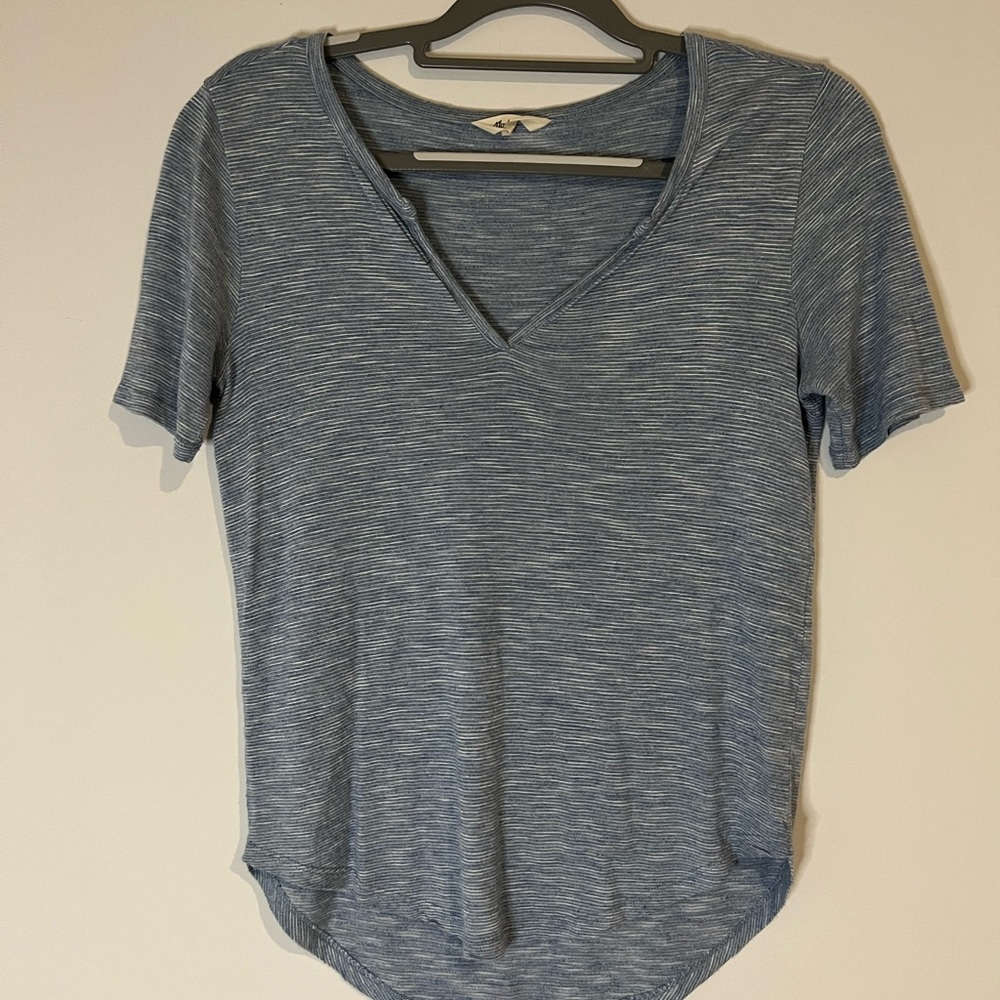 Madewell Anthem Split-Neck Casual Tee shirt Stripe Navy